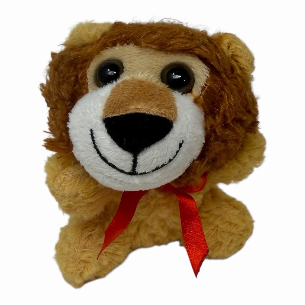 Plush Stuffed Lion Toy‎ 4" Red Bow